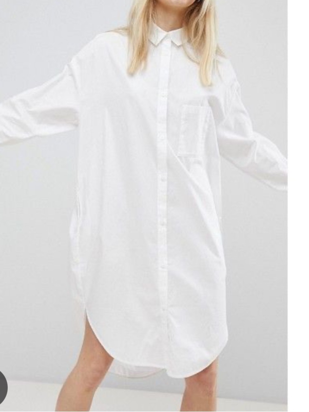Monki White Oversized Button-Down Shirt Dress